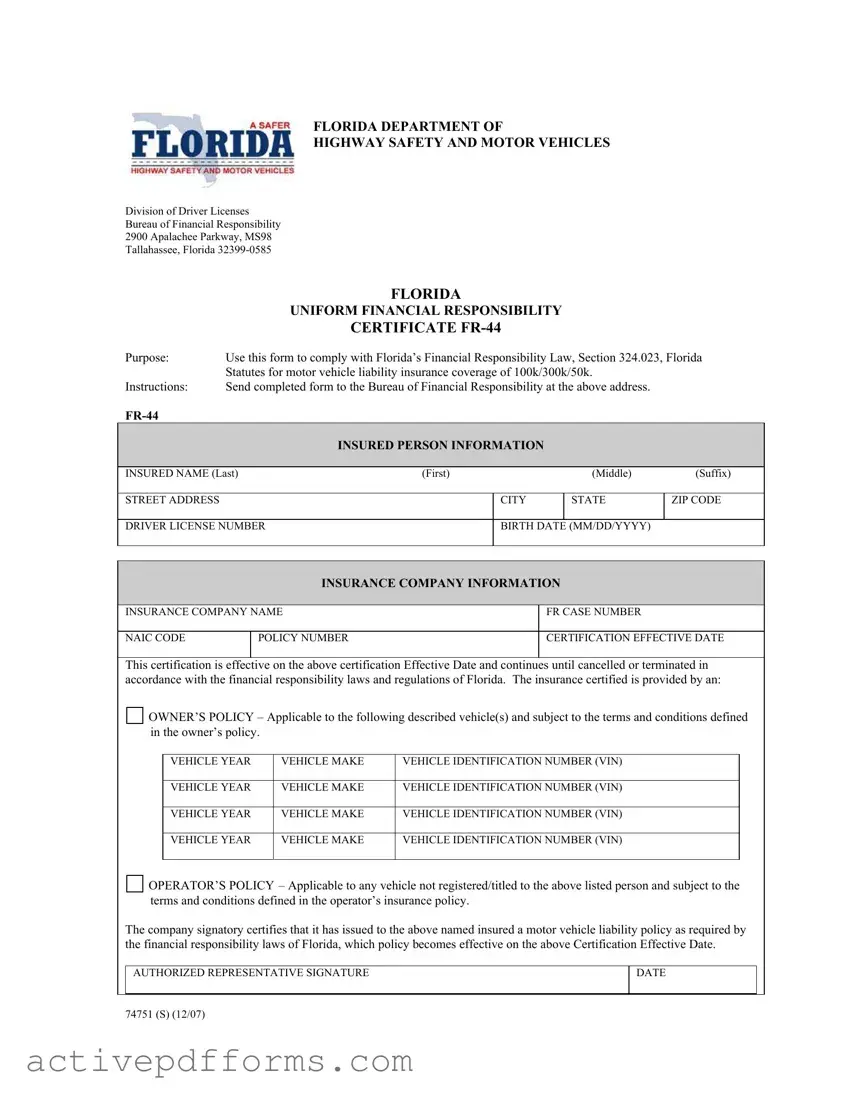 Free Fr44 Florida PDF Template