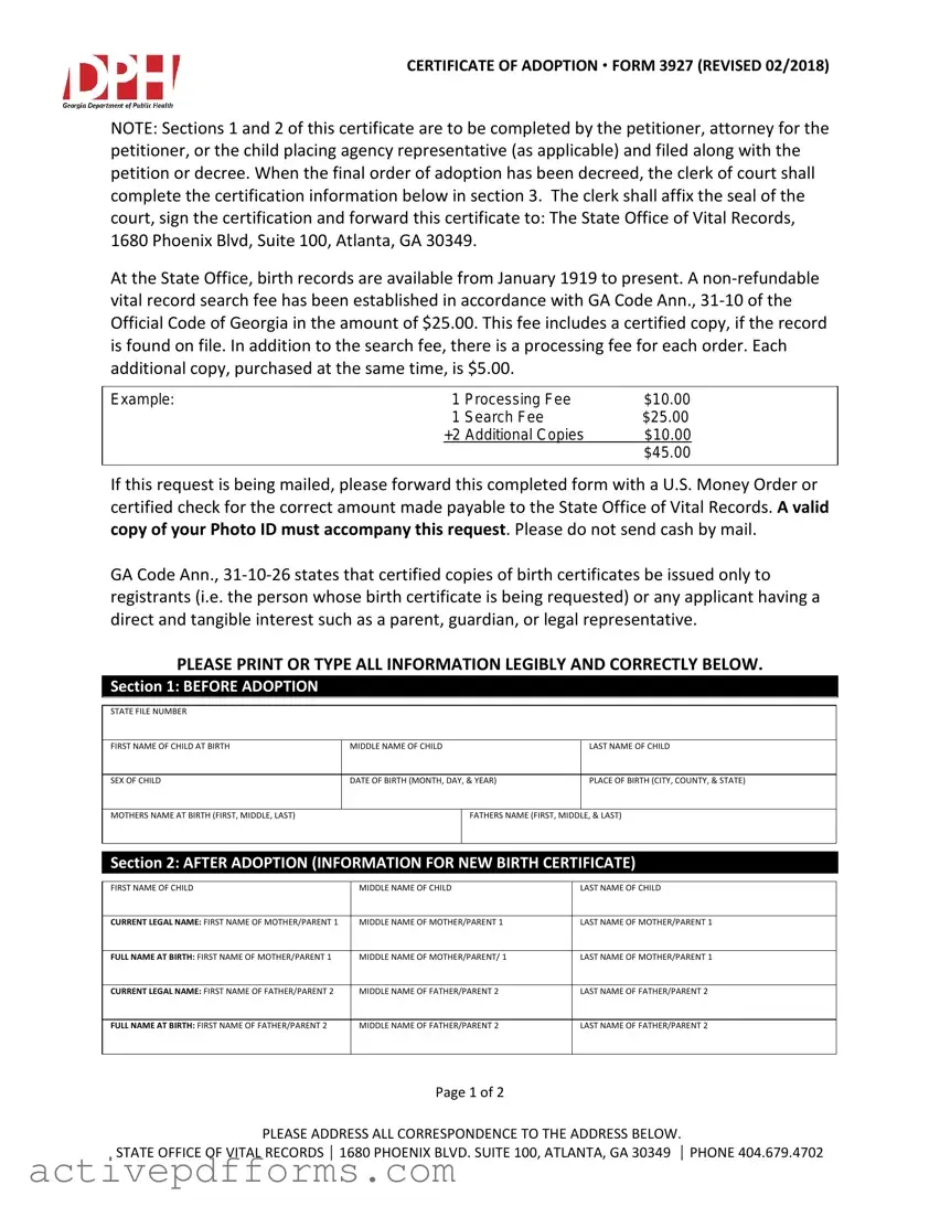 Free Georgia Adult Adoption Petition PDF Template