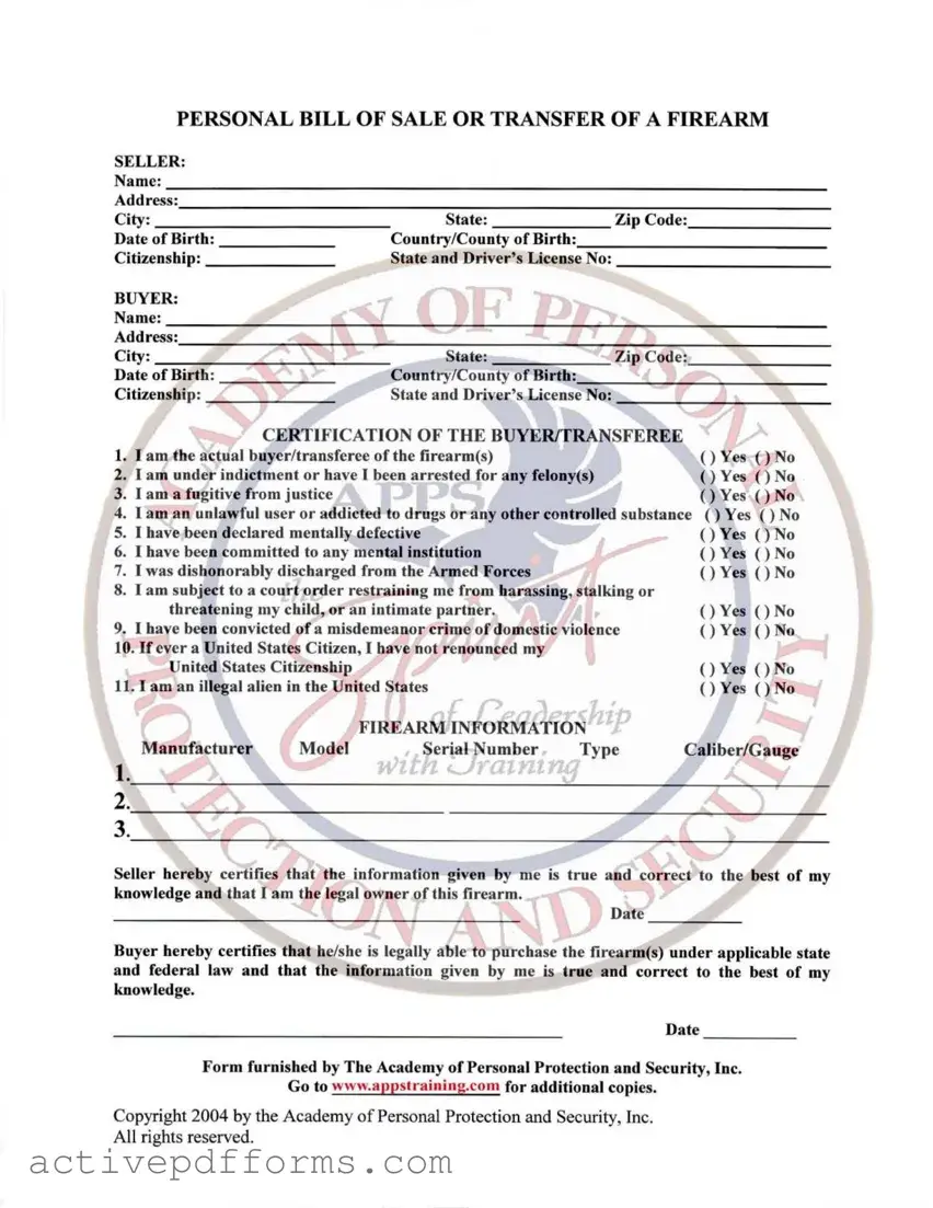 Free Gun Transfer Georgia PDF Template