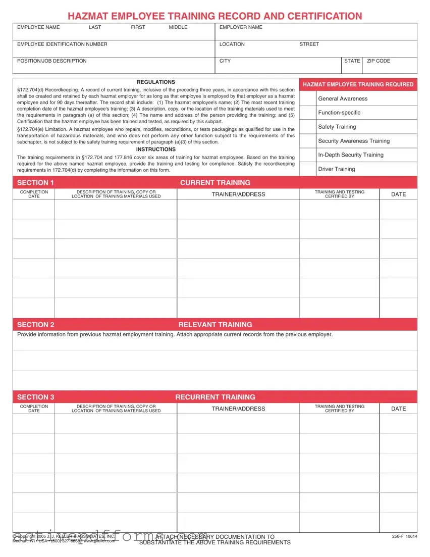 Free Hazmat Employee Training Record PDF Template