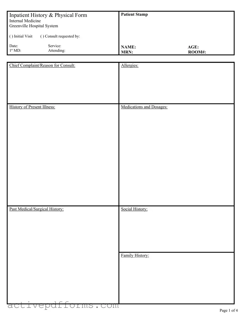 Free History And Physical PDF Template