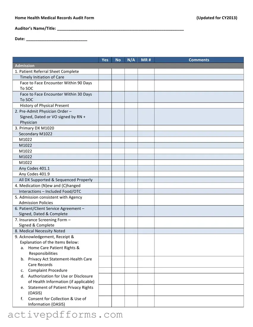 Free Home Health Audit PDF Template