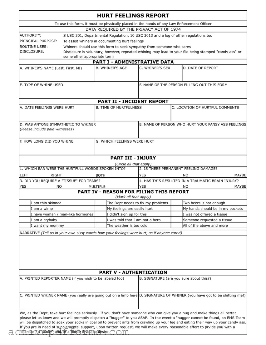 Free Hurt Feelings Report PDF Template