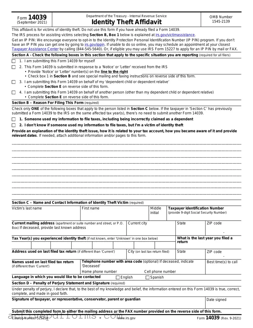 Free IRS 14039 PDF Template
