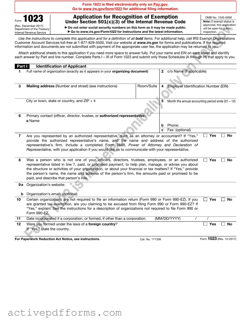Free IRS 1023 PDF Template