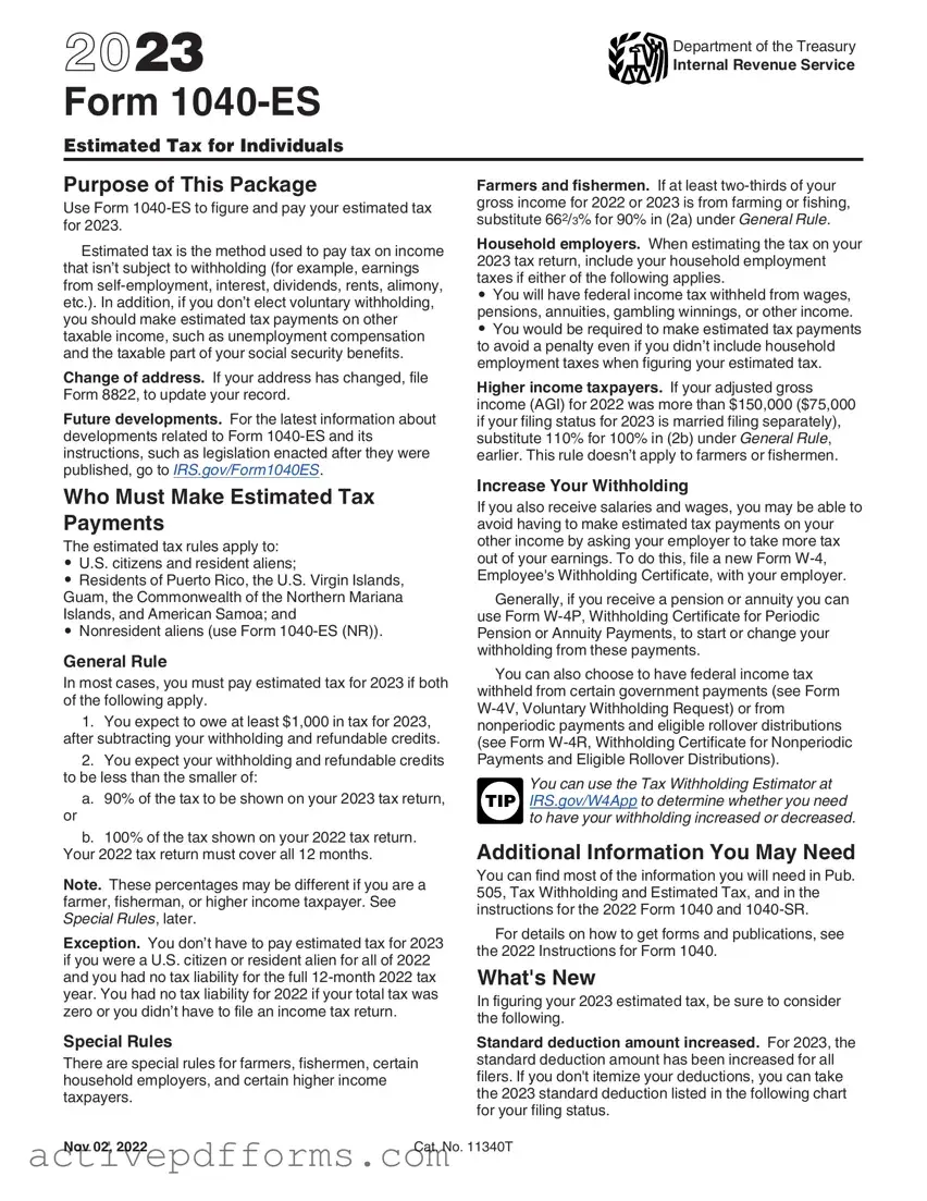 Free IRS 1040-ES PDF Template