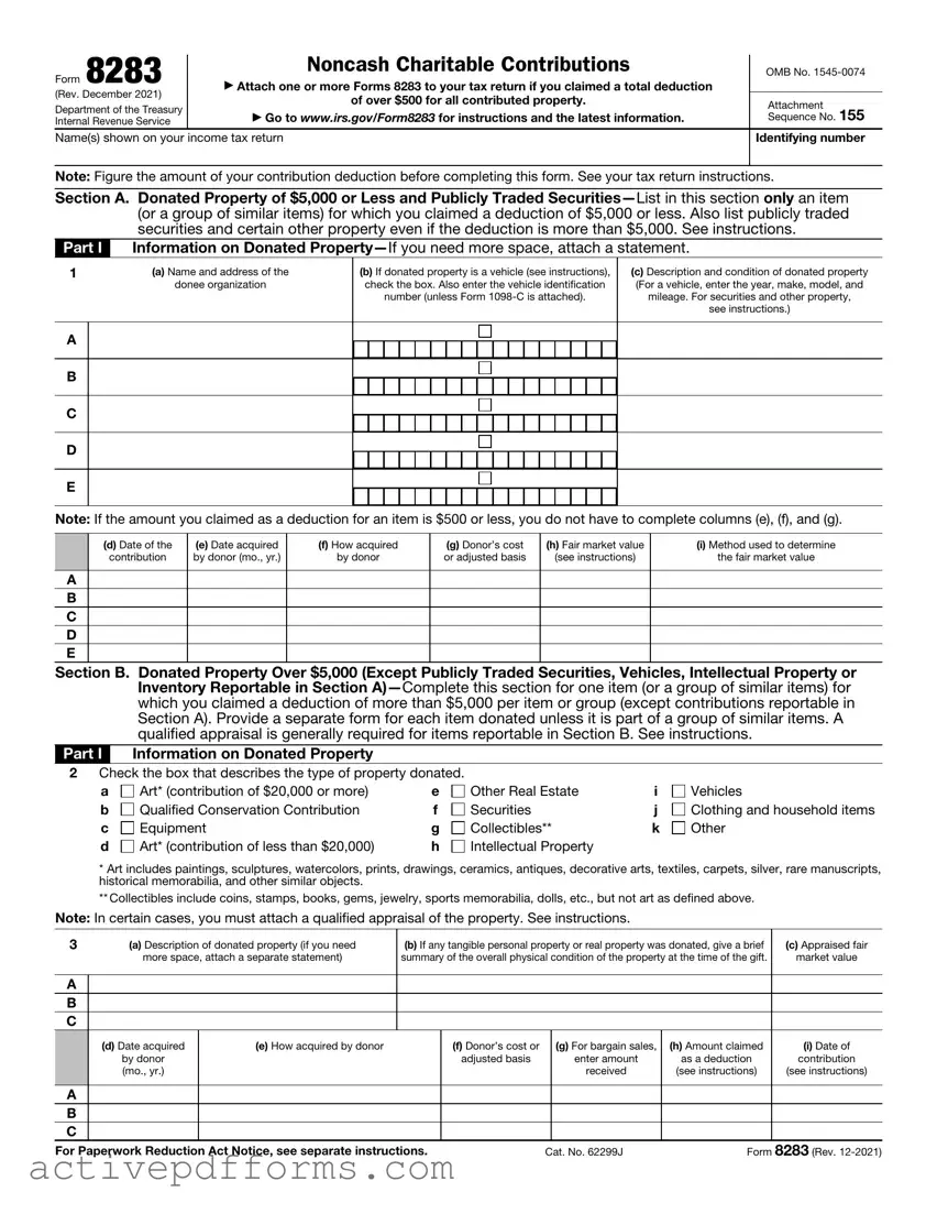 Free IRS 8283 PDF Template