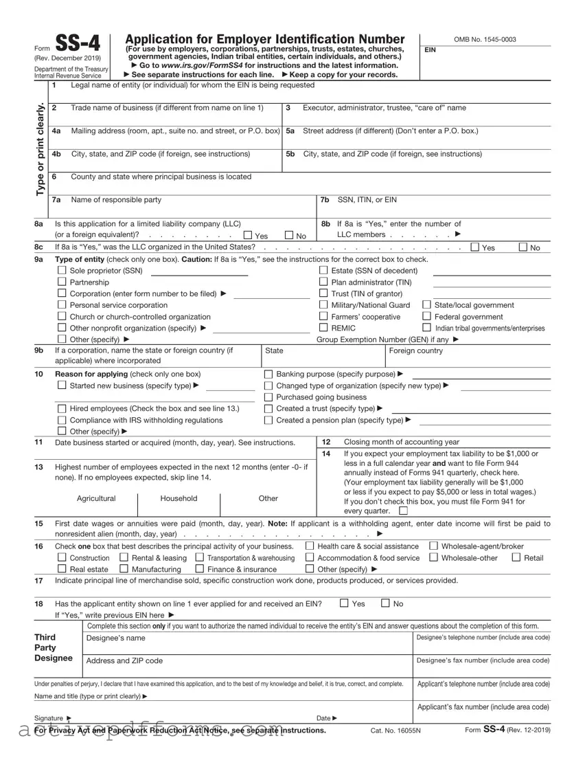 Free IRS SS-4 PDF Template