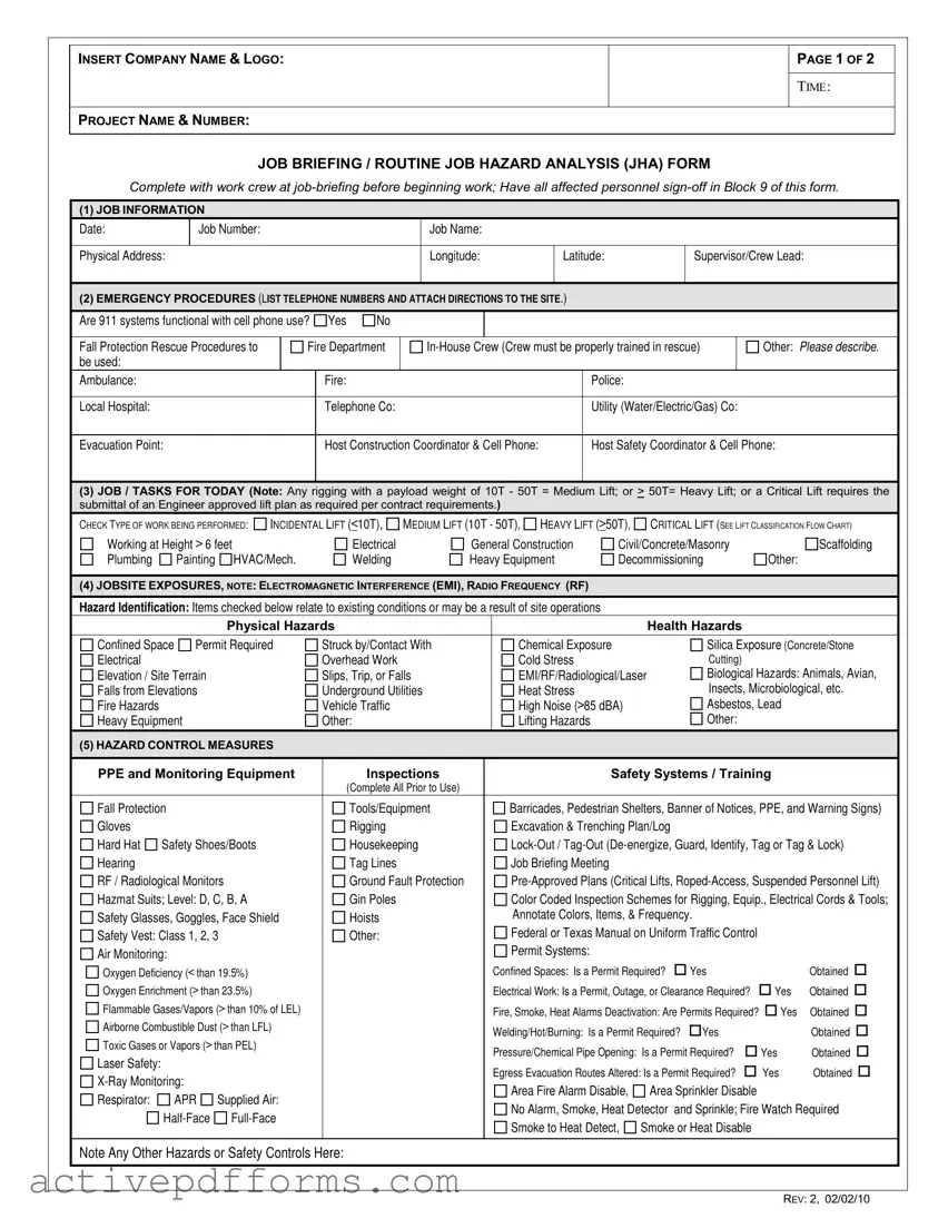 Free Job Briefing PDF Template