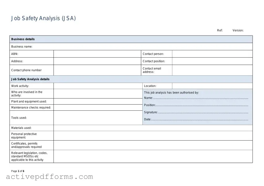 Free Jsa PDF Template