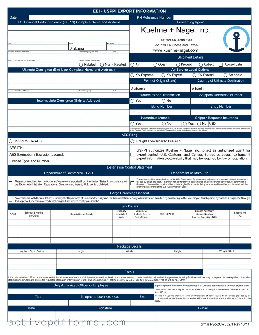 Free Kuehne Nagel Eei PDF Template