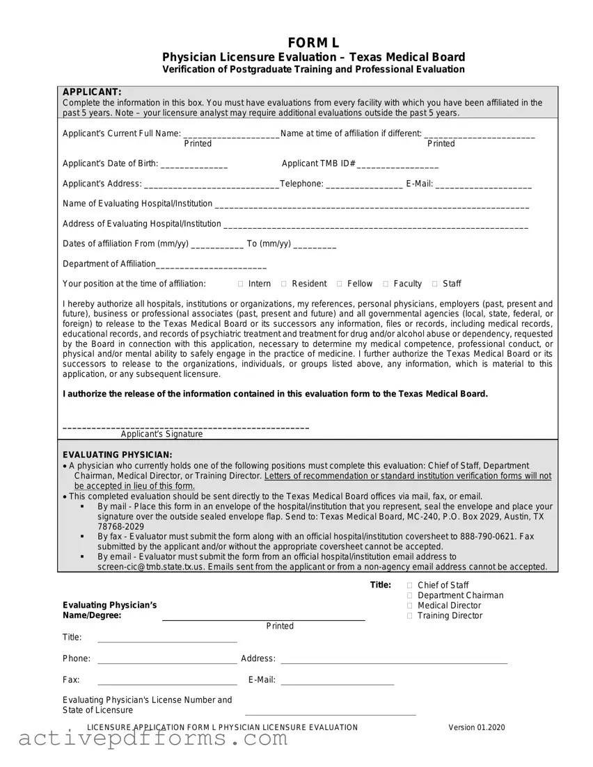 Free L For Texas Medical Board PDF Template