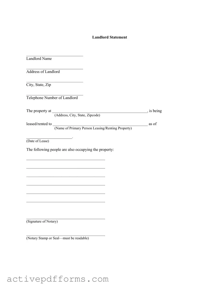 Free Landlord Statement PDF Template