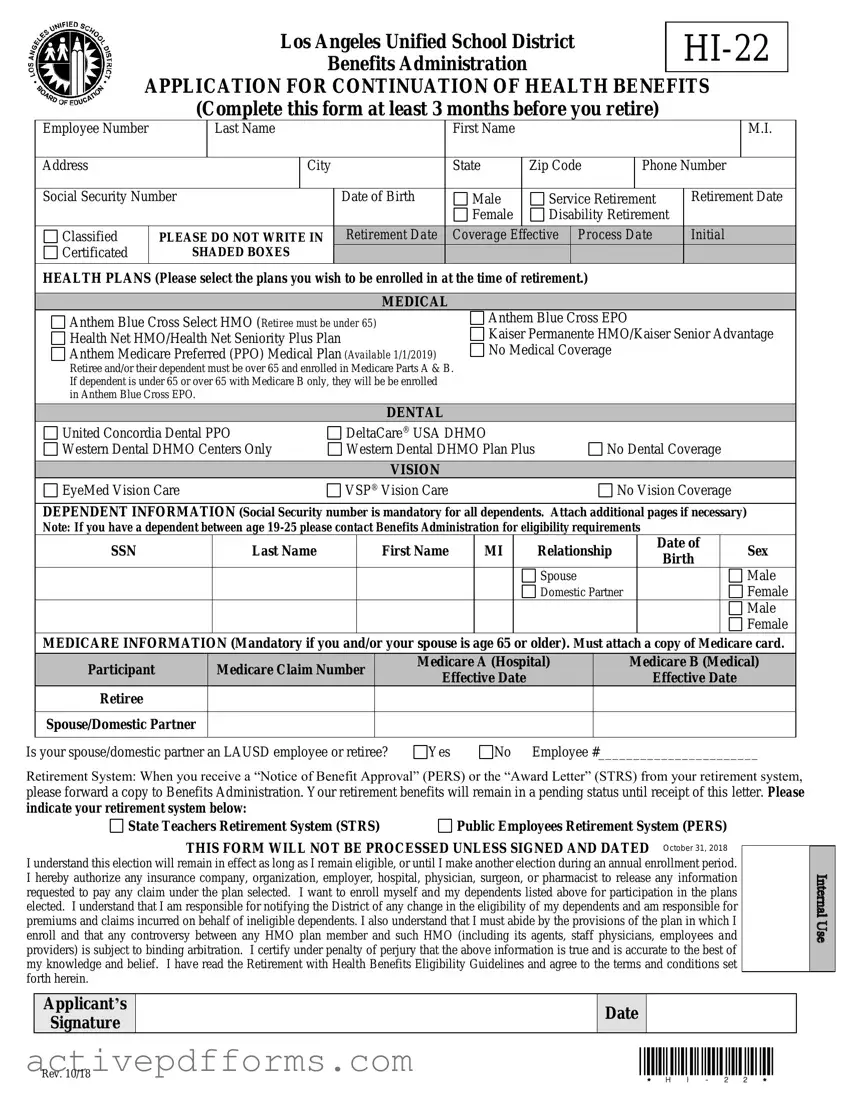 Free Lausd Hi 22 PDF Template