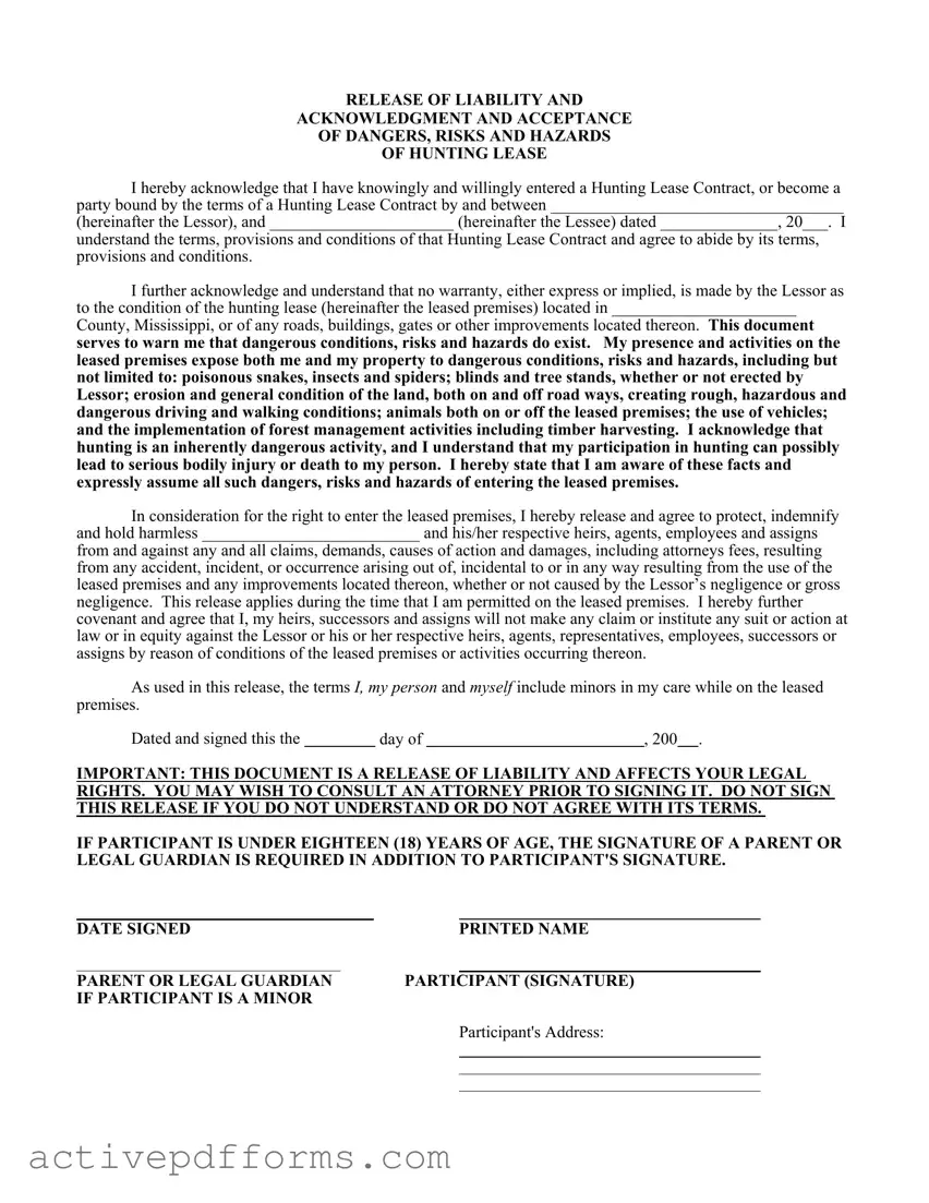 Free Liability Hunting PDF Template