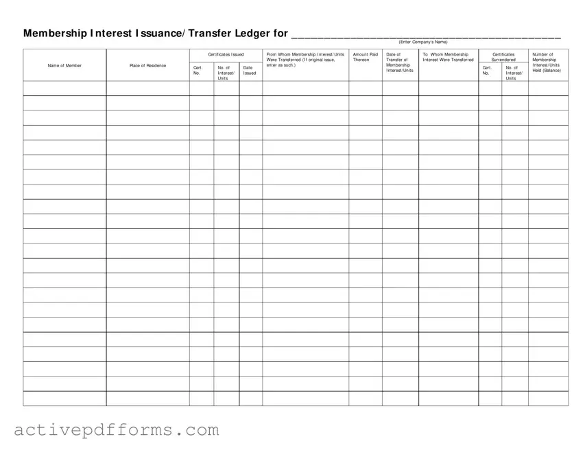 Free Membership Ledger PDF Template
