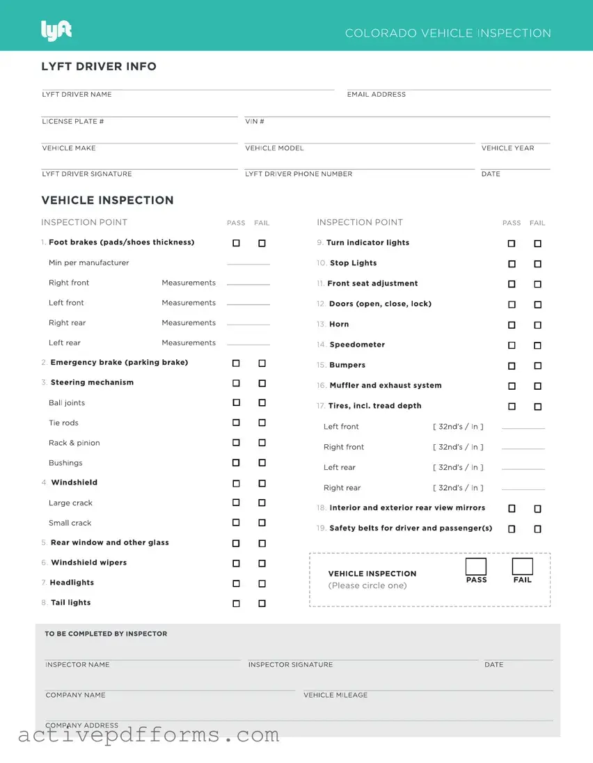 Free Lyft Inspection PDF Template