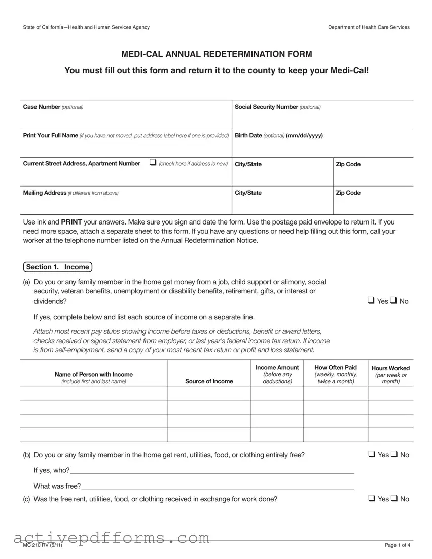 Free Medi Cal Redetermination PDF Template