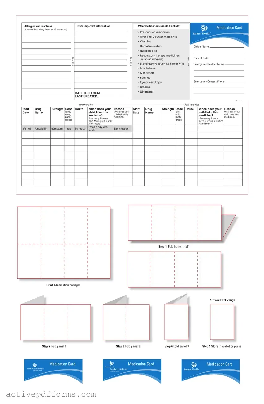 Free Medication List For Wallet PDF Template