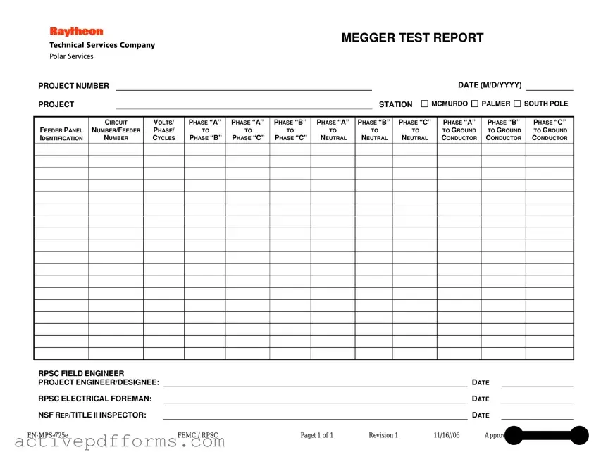 Free Megger Test PDF Template