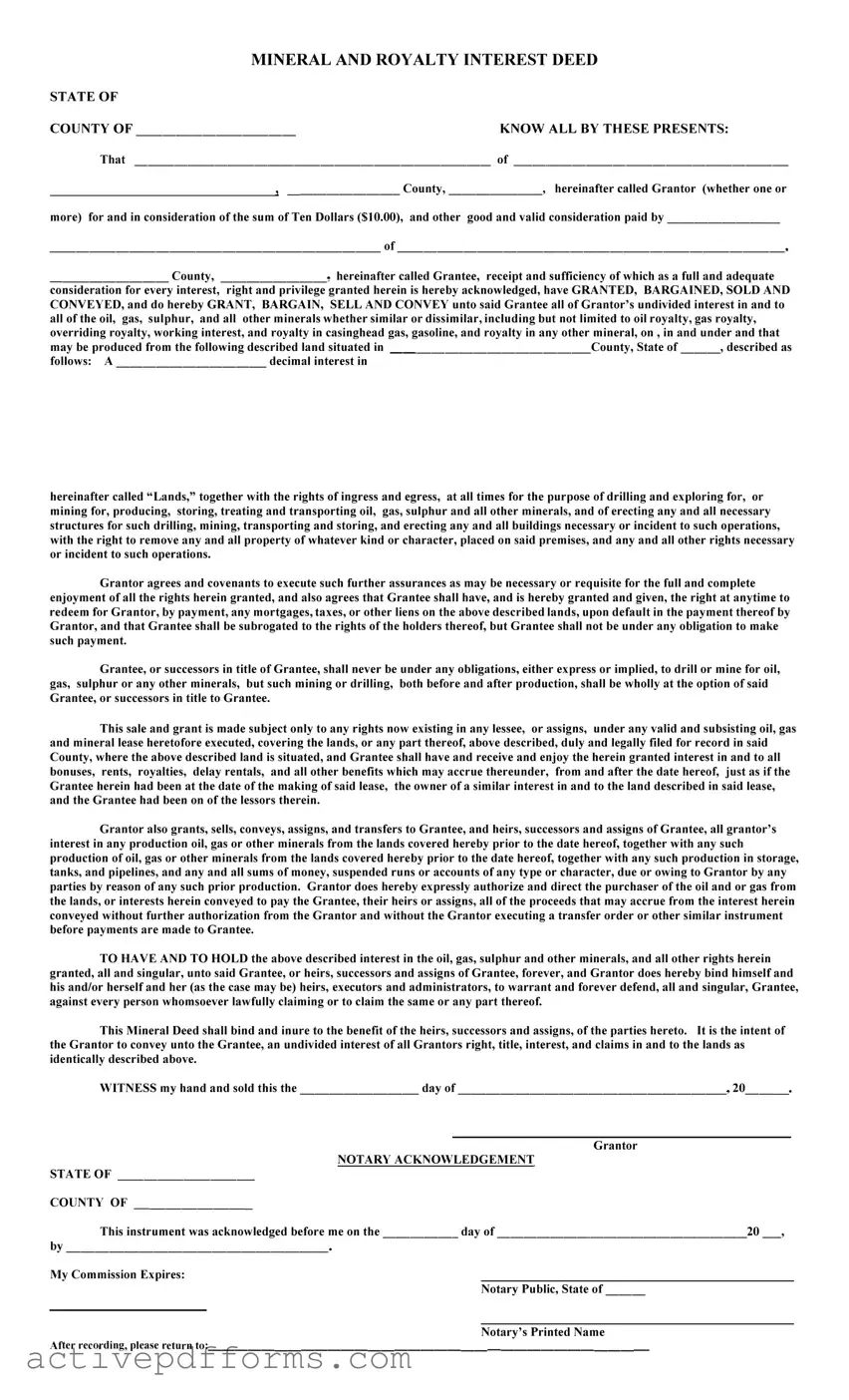 Free Mineral Deed PDF Template