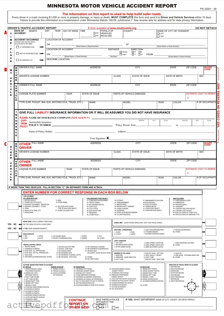 Free Minnesota Accident Report PDF Template