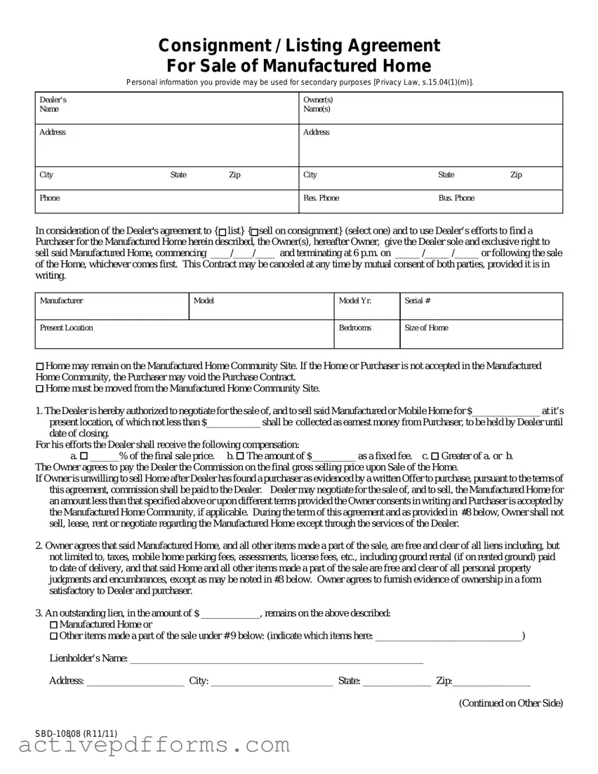 Free Mobile Home Listing Agreement PDF Template