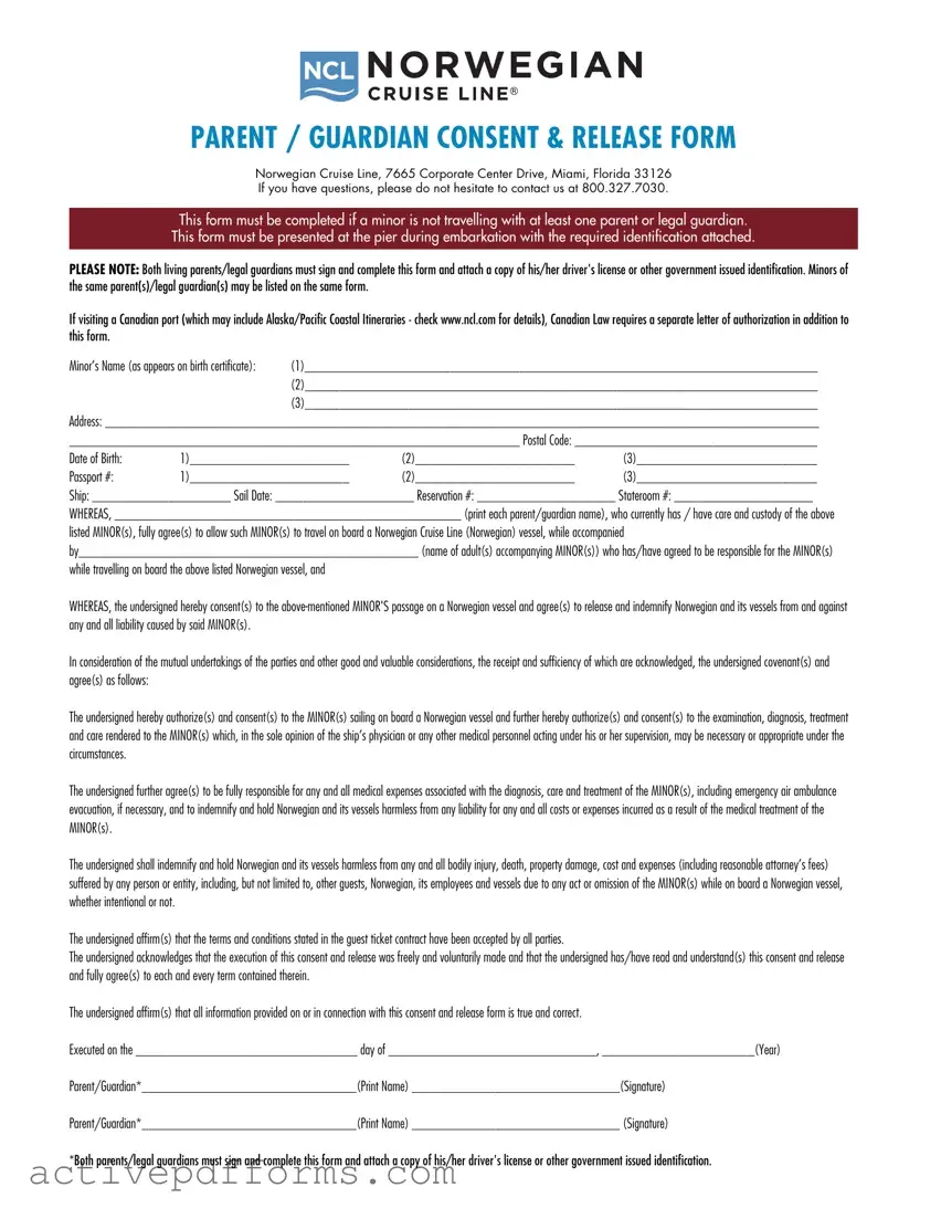 Free NCL Parental Consent PDF Template