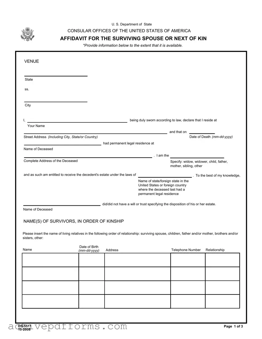 Free Next Of Kin PDF Template
