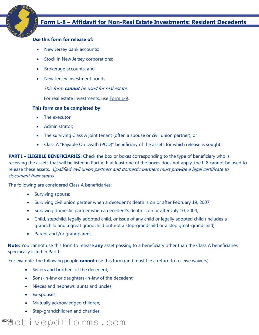 Free Nj L 8 PDF Template