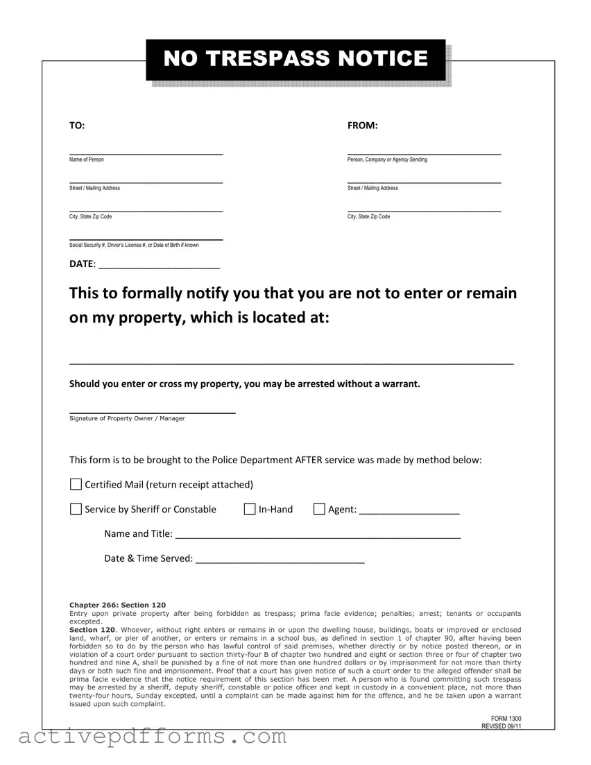 Free No Trespassing Letter PDF Template