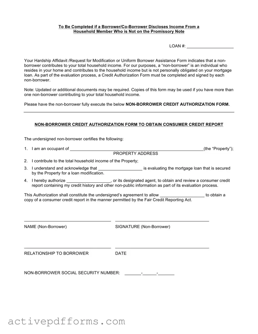 Free Non Borrower Credit Authorization PDF Template