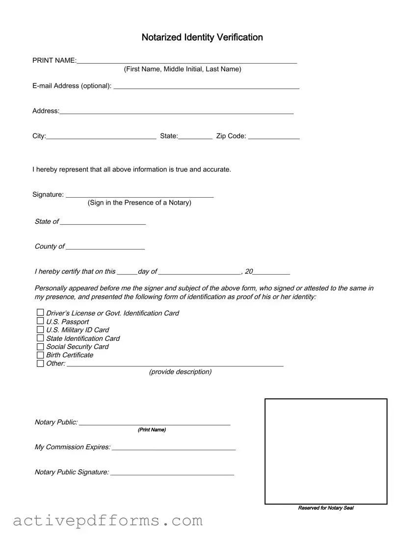 Free Notarized Identity Verification PDF Template
