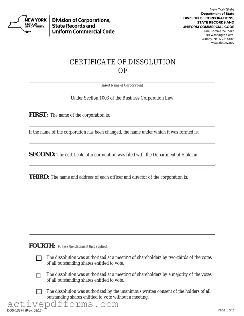 Free Ny Dissolution Certificate PDF Template