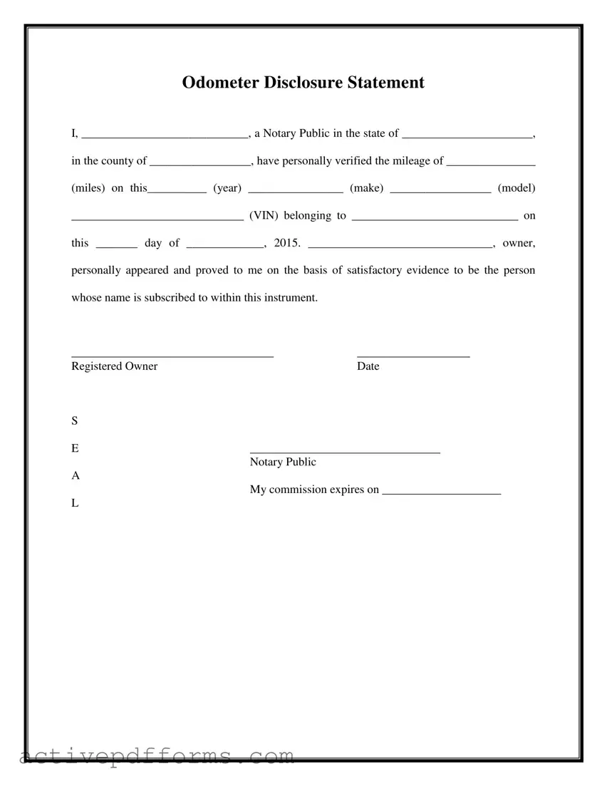 Free Notarized Odometer Statement PDF Template
