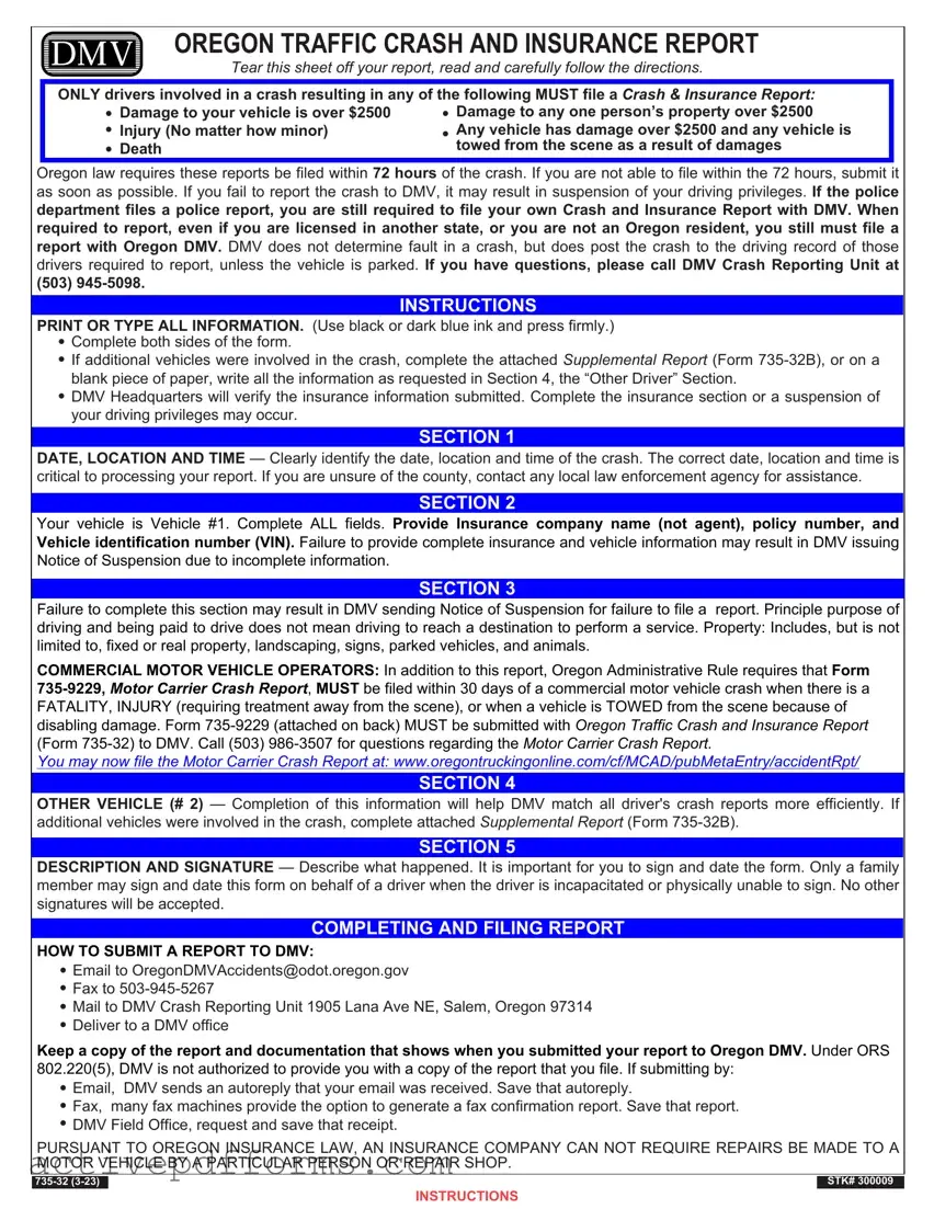 Free Oregon Dmv Accident Report PDF Template