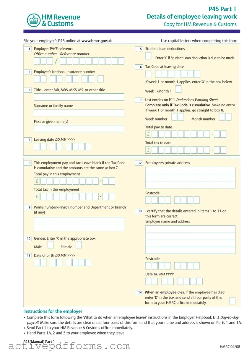 Free P 45 It PDF Template