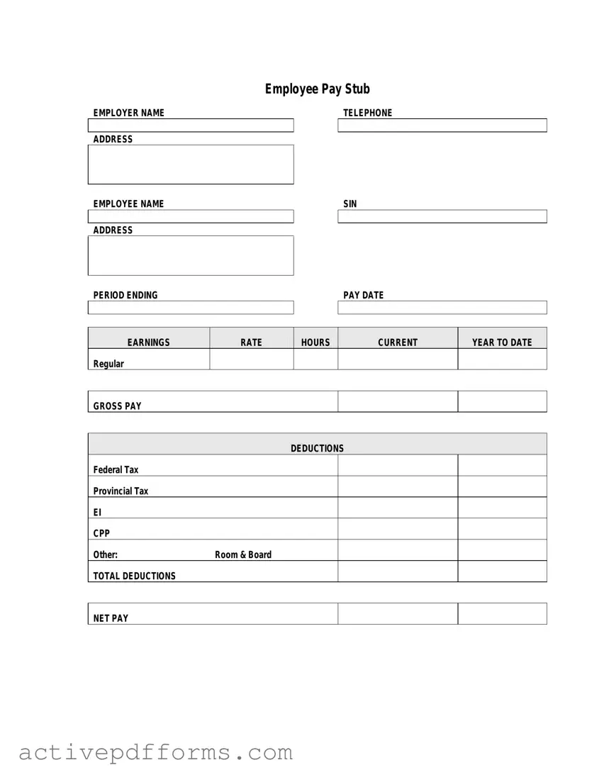 Free Pay Stub PDF Template