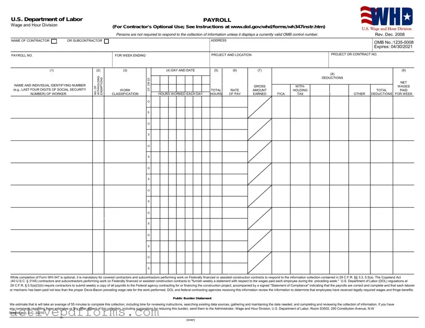 Free U.S. DoL PDF Template