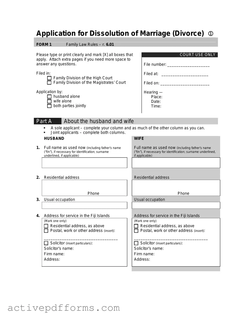 Free Application For Divorce PDF Template