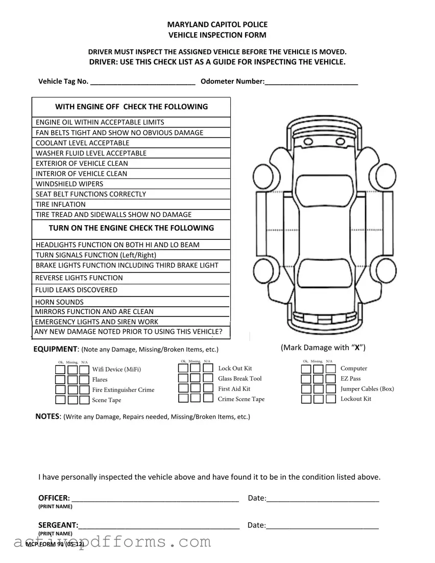 Free Police Vehicle Checklist PDF Template
