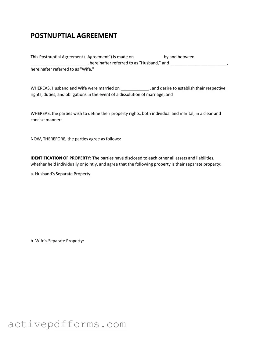 Free Postnuptial Agreement PDF Template