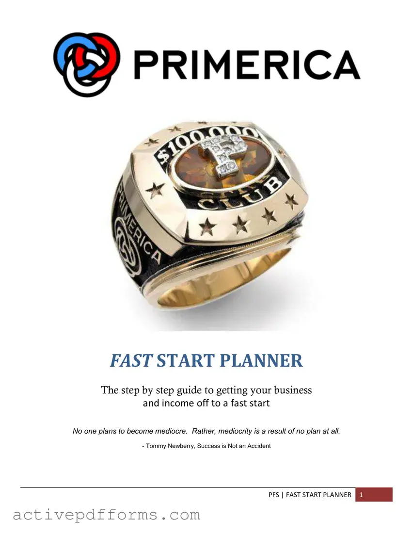 Free Primerica Fast Start Planner PDF Template