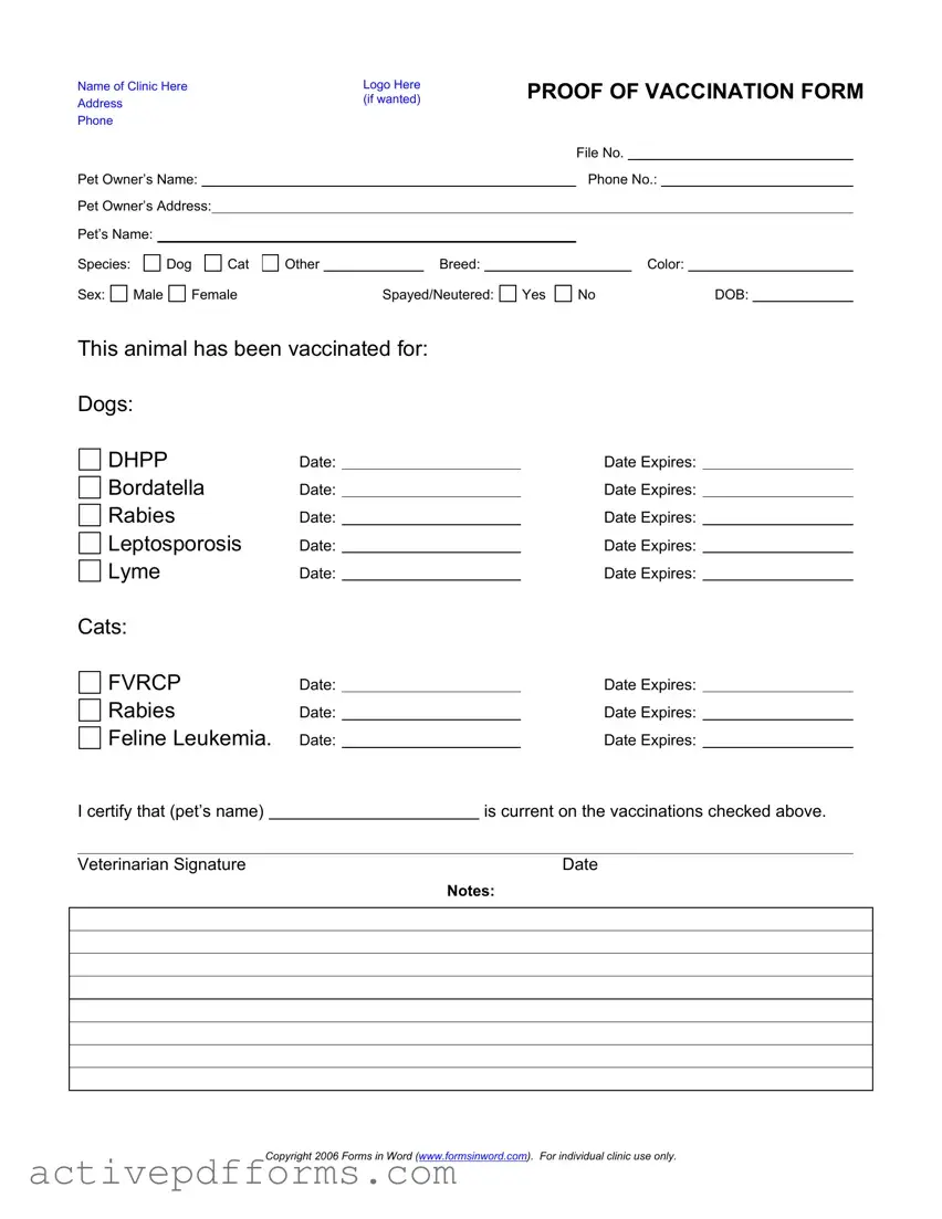 Free Proof Of Vaccination Dog PDF Template
