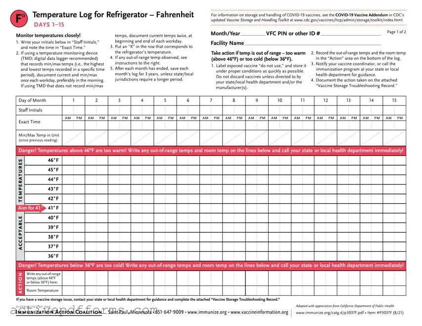 Free Refrigerator Temperature Log PDF Template