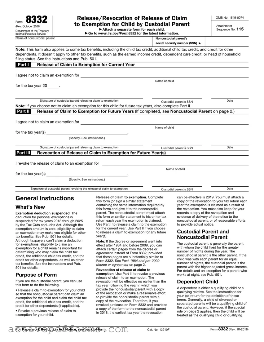 Free IRS 8332 PDF Template