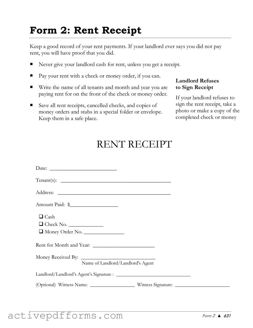 Free Rental Receipt PDF Template