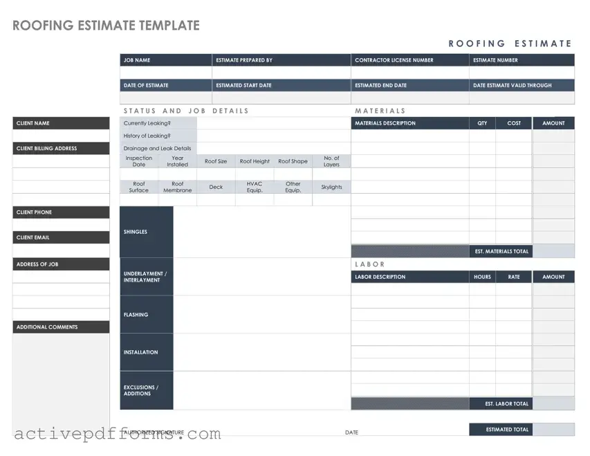 Free Roofing Estimate PDF Template
