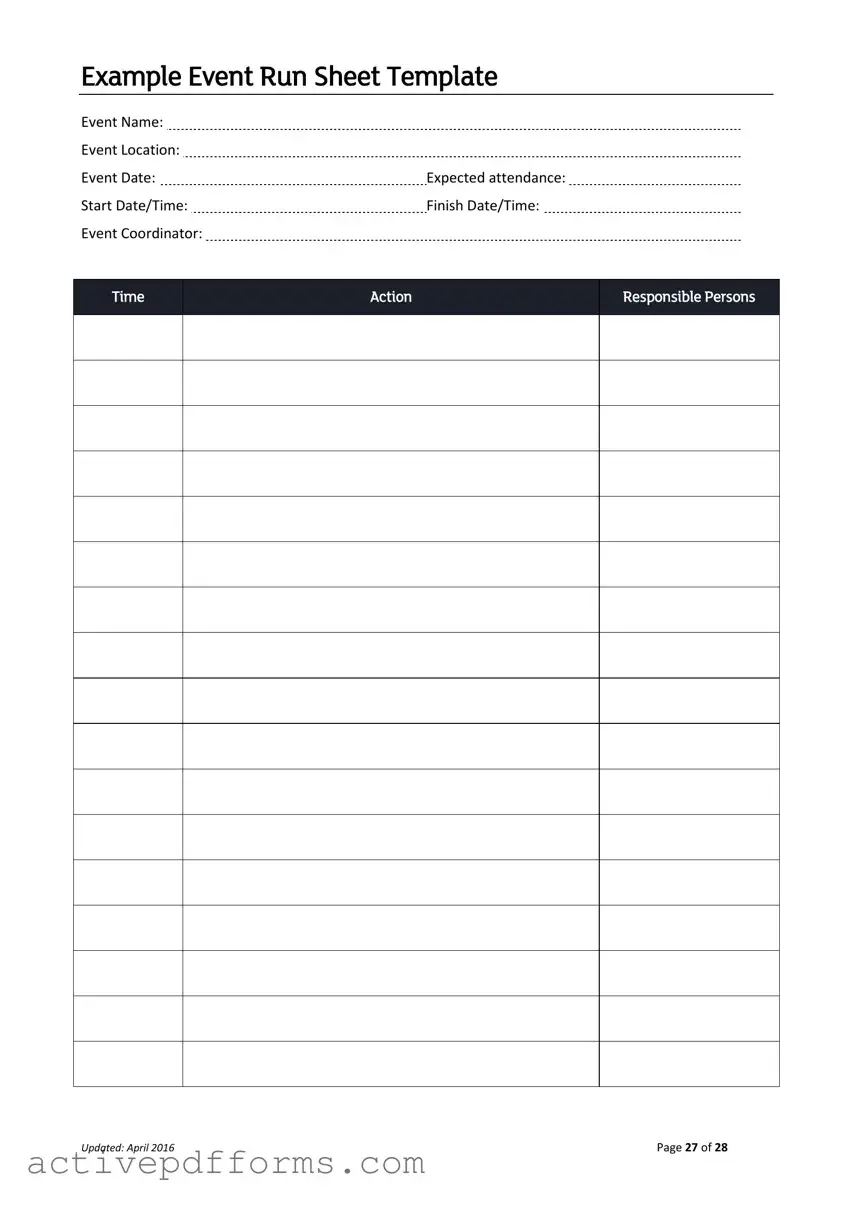 Free Running Sheet PDF Template