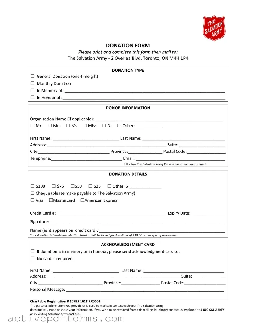 Free Salvation Army Tax Receipt PDF Template